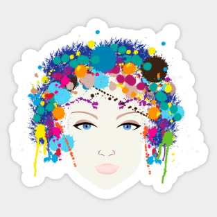 Woman Colorful Hair Sticker